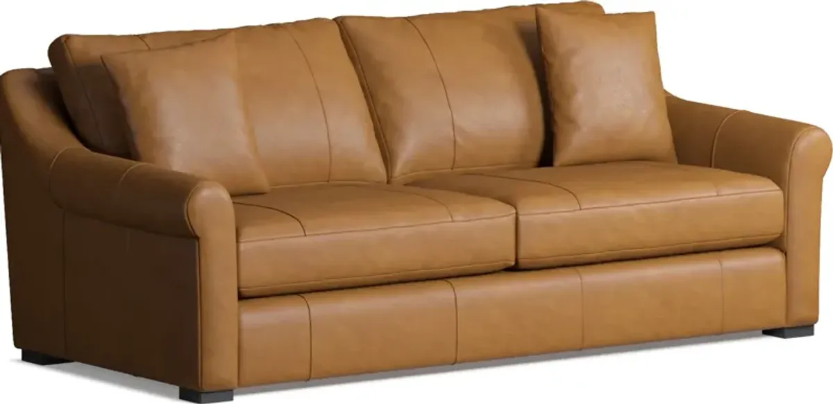 Bowery Leather Foam Comfort 87" Sleeper Sofa - Bruno Tan