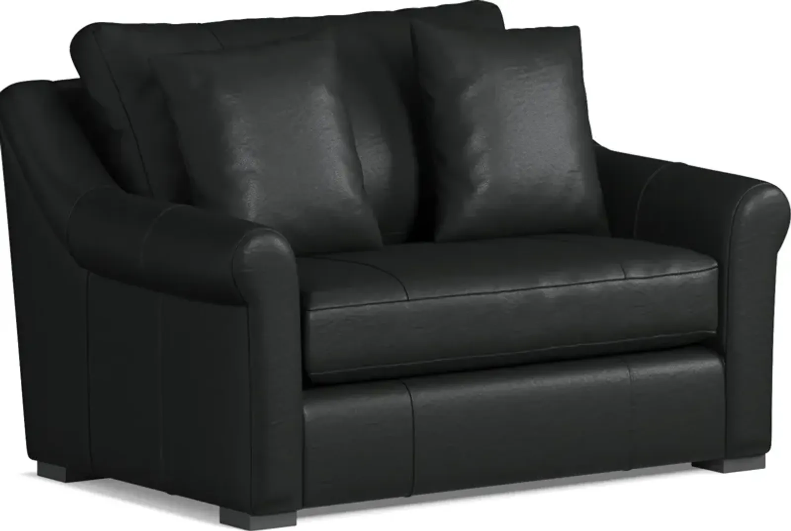 Bowery Leather Foam Comfort Chair and a Half - Siena Black