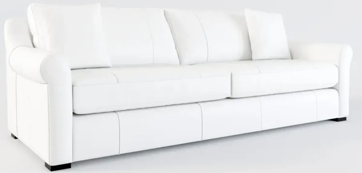 Bowery Leather Foam Comfort 97" Sofa - Siena Snow