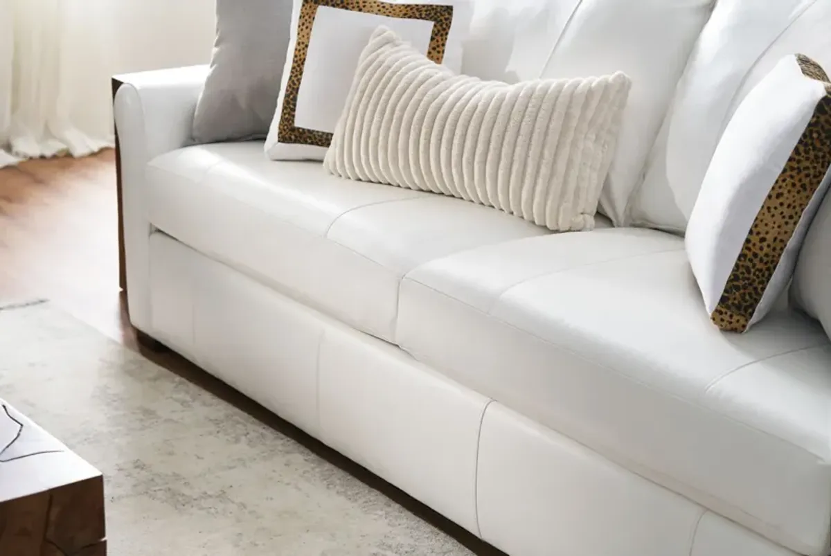 Bowery Leather Foam Comfort 87" Sofa - Siena Snow