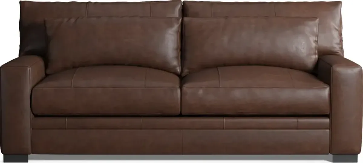 Winston Leather Hybrid Comfort Sofa - Bruno Hickory