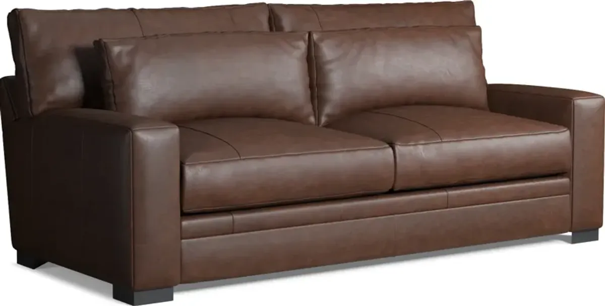 Winston Leather Hybrid Comfort Sofa - Bruno Hickory