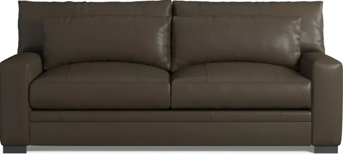 Winston Leather Foam Comfort Sofa - Siena Dark Stone