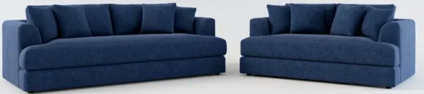Ridley Foam Comfort Sofa and Loveseat Set - Oslo Navy