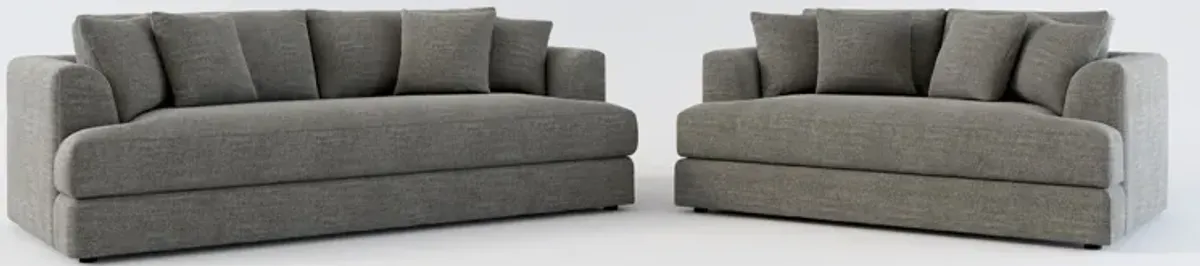 Ridley Foam Comfort Sofa and Loveseat Set - Curious Charcoal