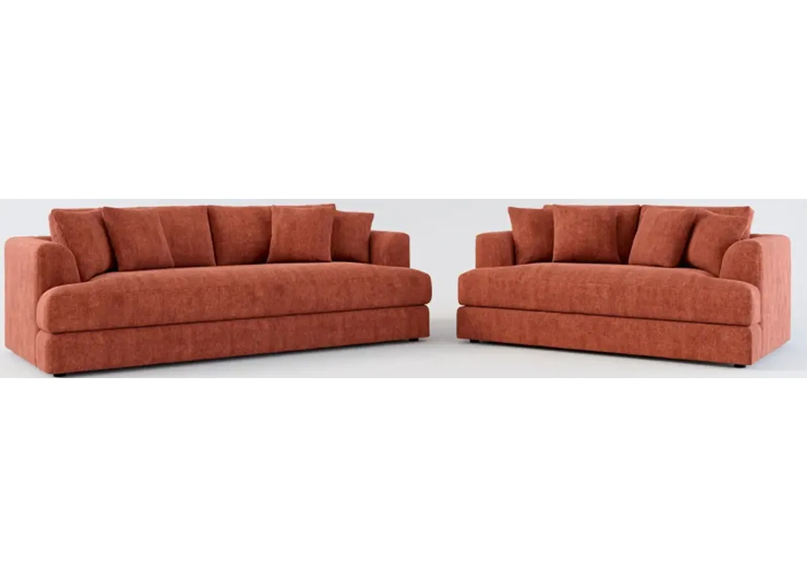 Ridley Foam Comfort Sofa and Loveseat Set - Contessa Paprika