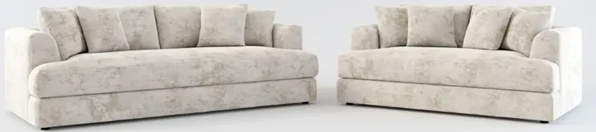 Ridley Foam Comfort Sofa and Loveseat Set - Hearth Cement