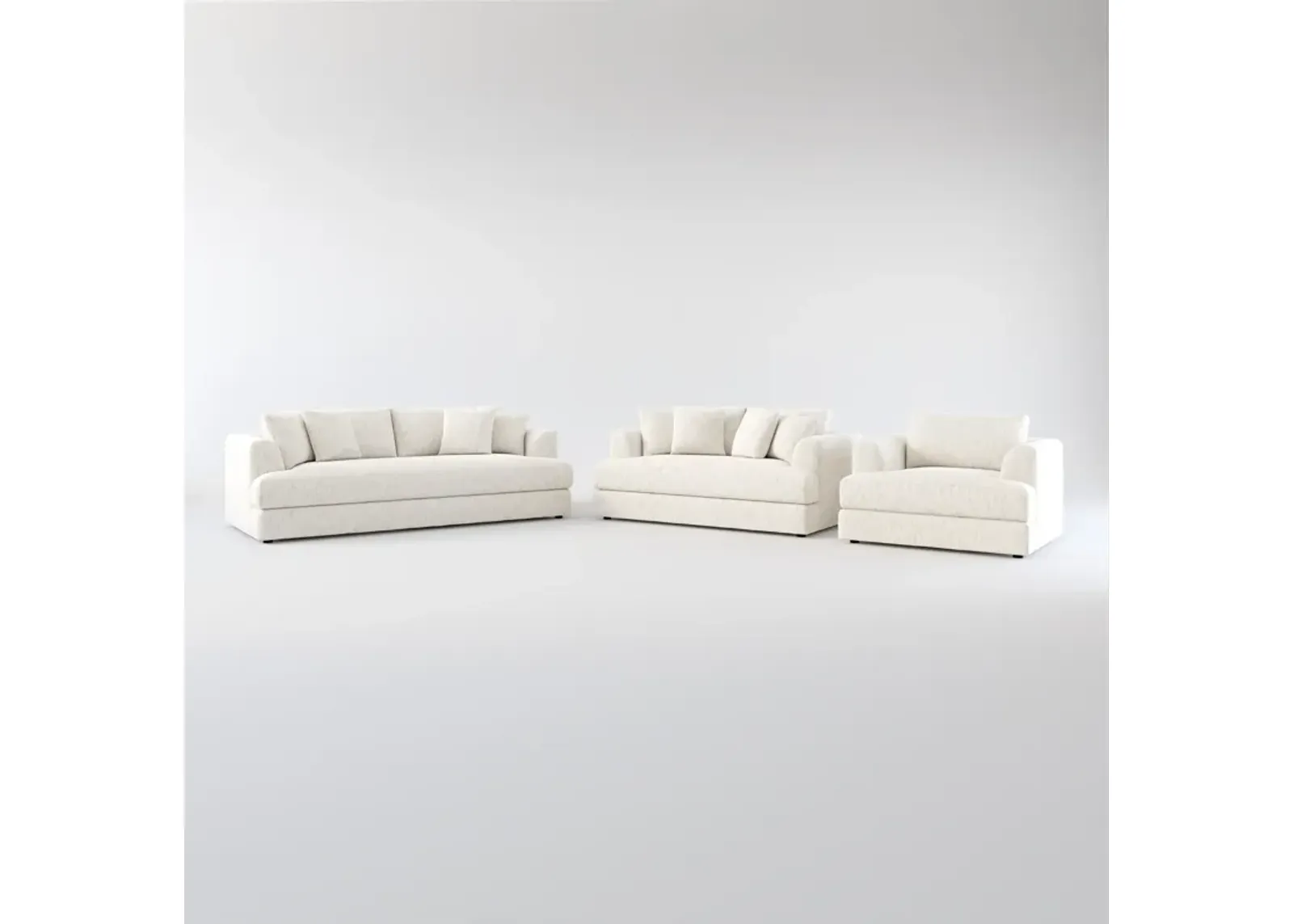 Ridley Foam Comfort Sofa, Loveseat, and Chair Set - P.T. Cream