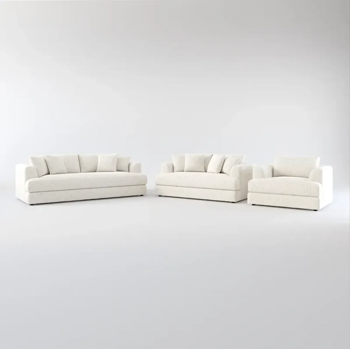 Ridley Foam Comfort Sofa, Loveseat, and Chair Set - P.T. Cream