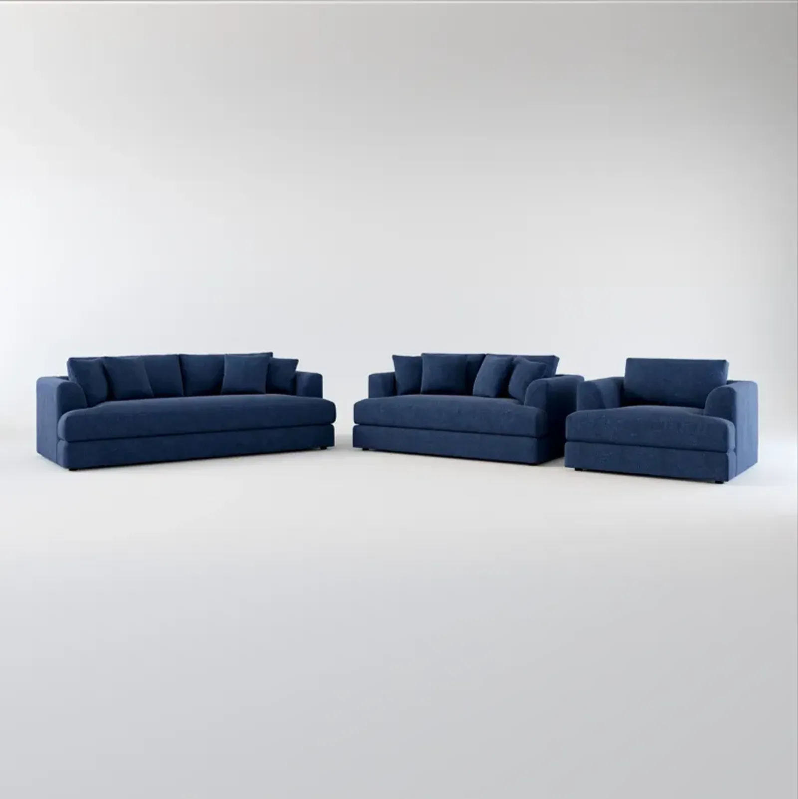 Ridley Foam Comfort Sofa, Loveseat, and Chair Set - Oslo Navy