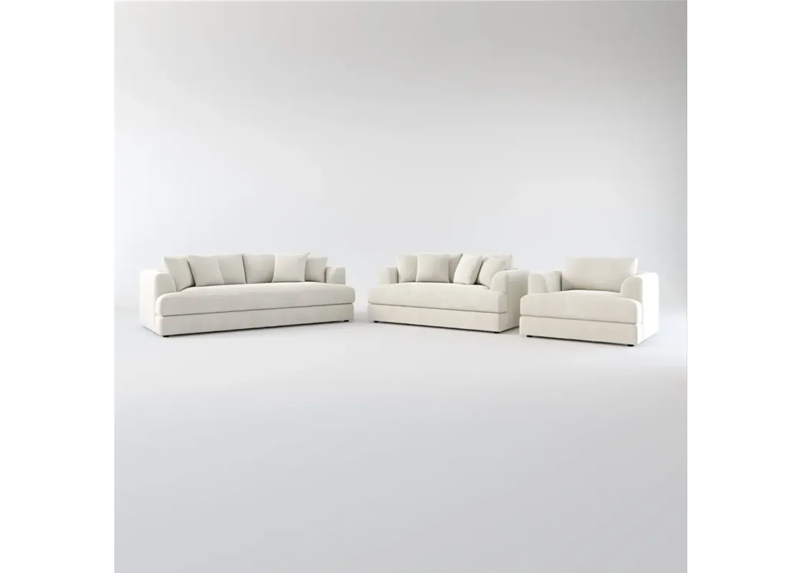 Ridley Foam Comfort Sofa, Loveseat, and Chair Set - Laurent Beach