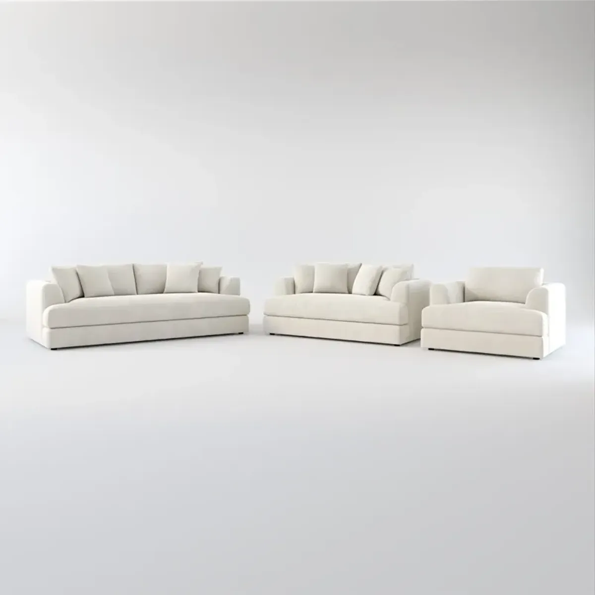 Ridley Foam Comfort Sofa, Loveseat, and Chair Set - Laurent Beach