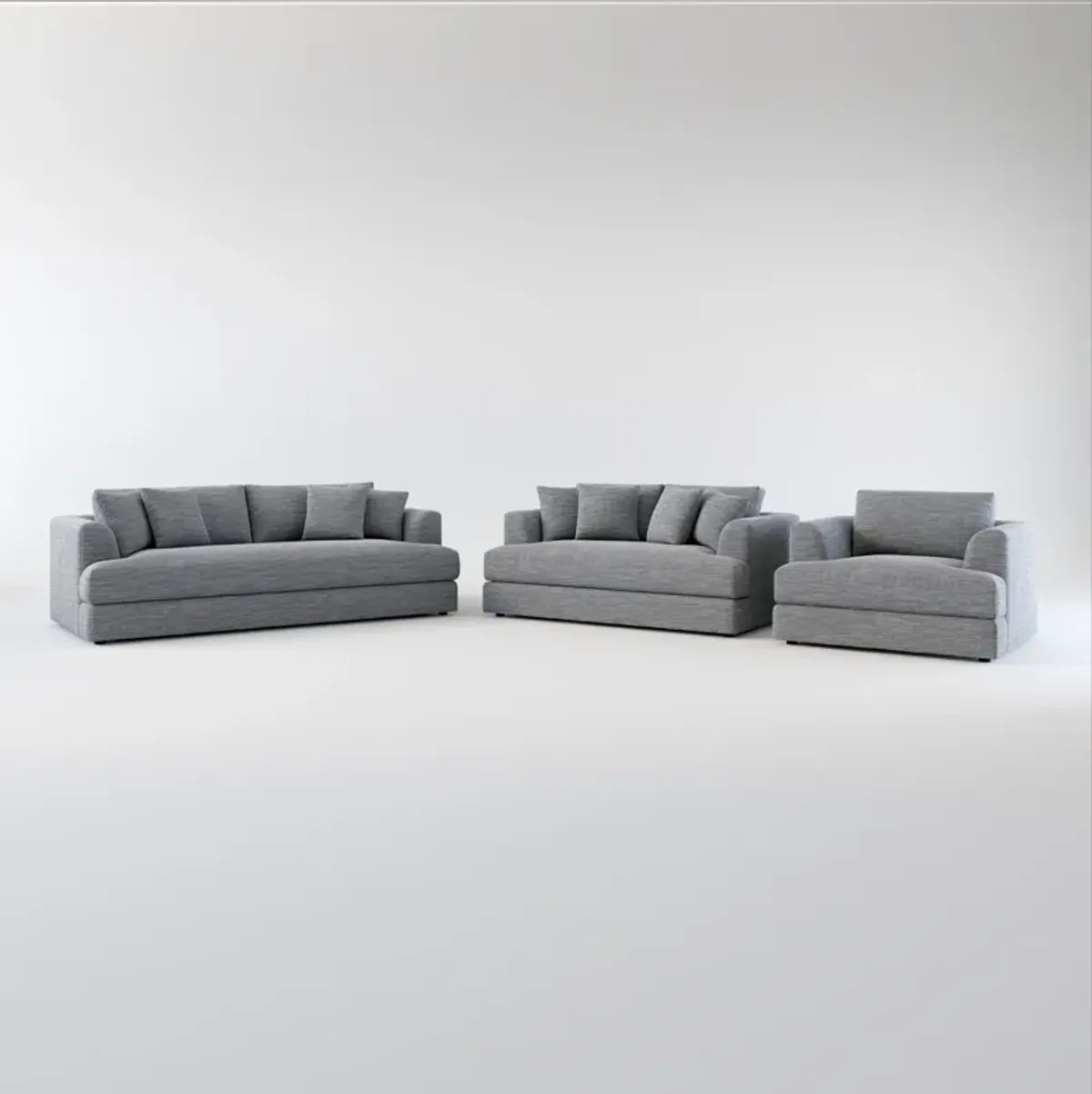 Ridley Foam Comfort Sofa, Loveseat, and Chair Set - Dudley Indigo