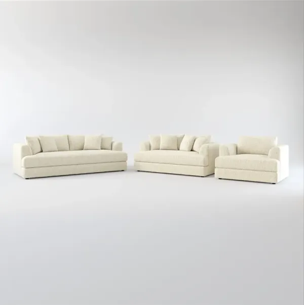 Ridley Foam Comfort Sofa, Loveseat, and Chair Set - Bloke Cotton