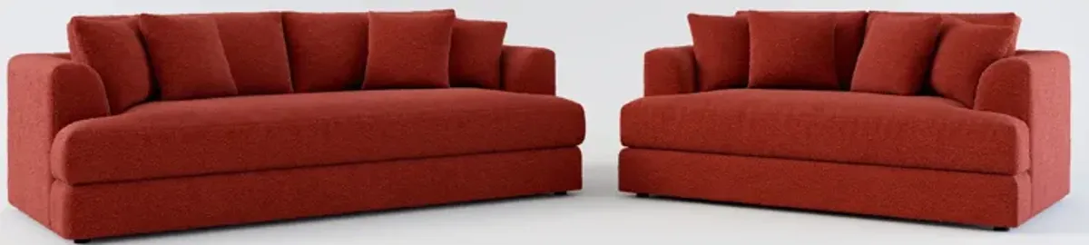 Ridley Hybrid Comfort Sofa and Loveseat Set - Bloke Brick