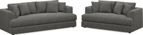 Ridley Hybrid Comfort Sofa and Loveseat Set - Curious Charcoal