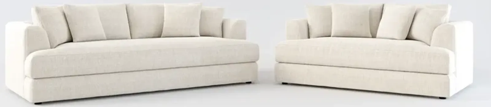 Ridley Hybrid Comfort Sofa and Loveseat Set - Mason Porcelain