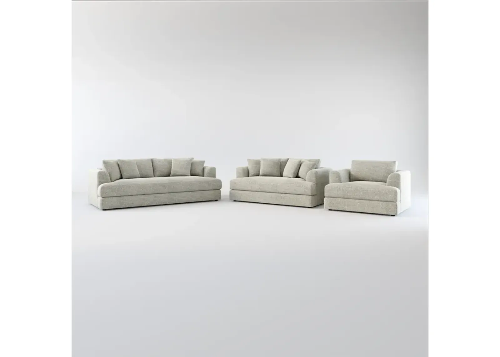 Ridley Hybrid Comfort Sofa, Loveseat, and Chair Set - Pandora Pepper