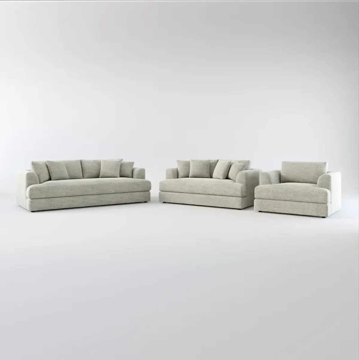 Ridley Hybrid Comfort Sofa, Loveseat, and Chair Set - Pandora Pepper