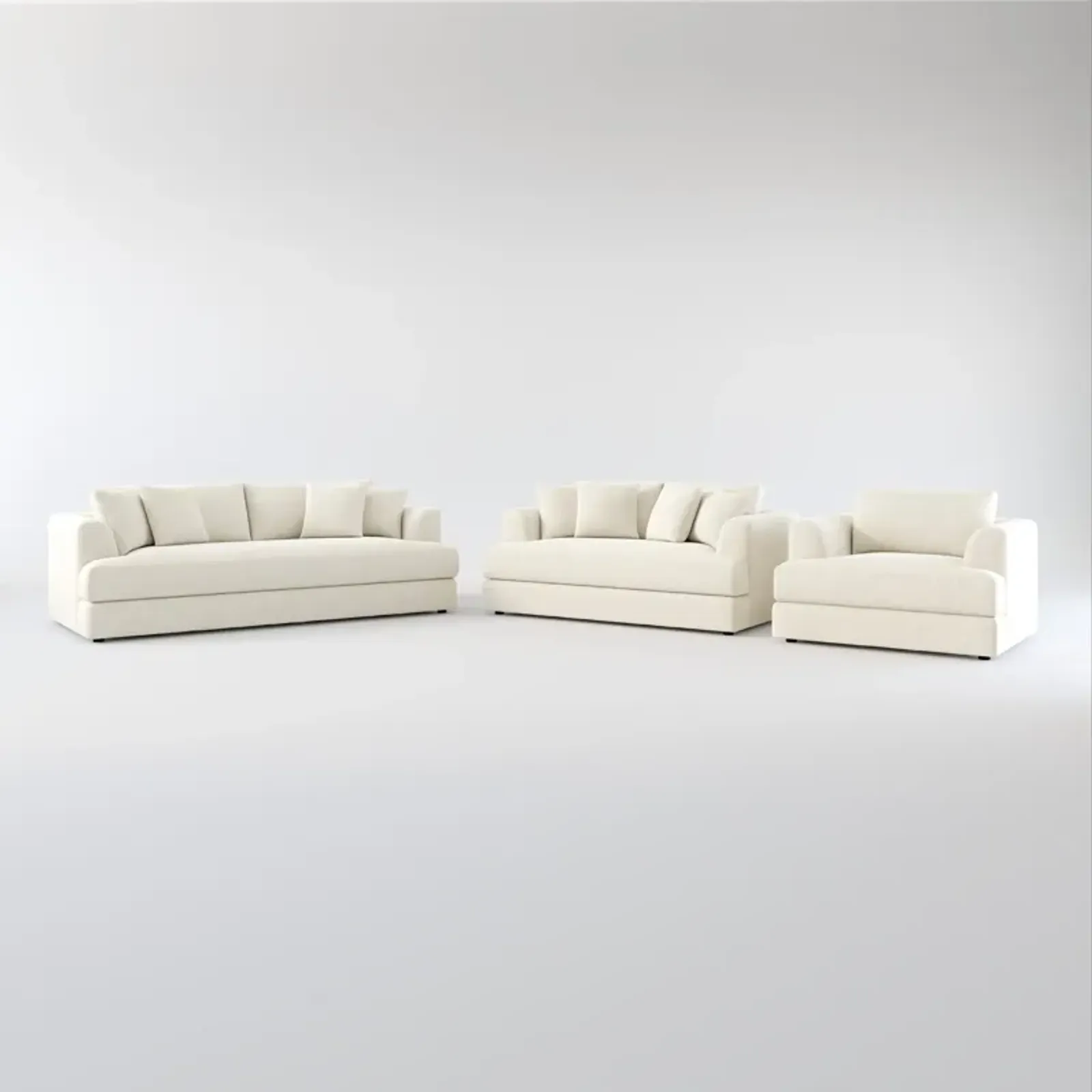 Ridley Hybrid Comfort Sofa, Loveseat, and Chair Set - Curious Pearl