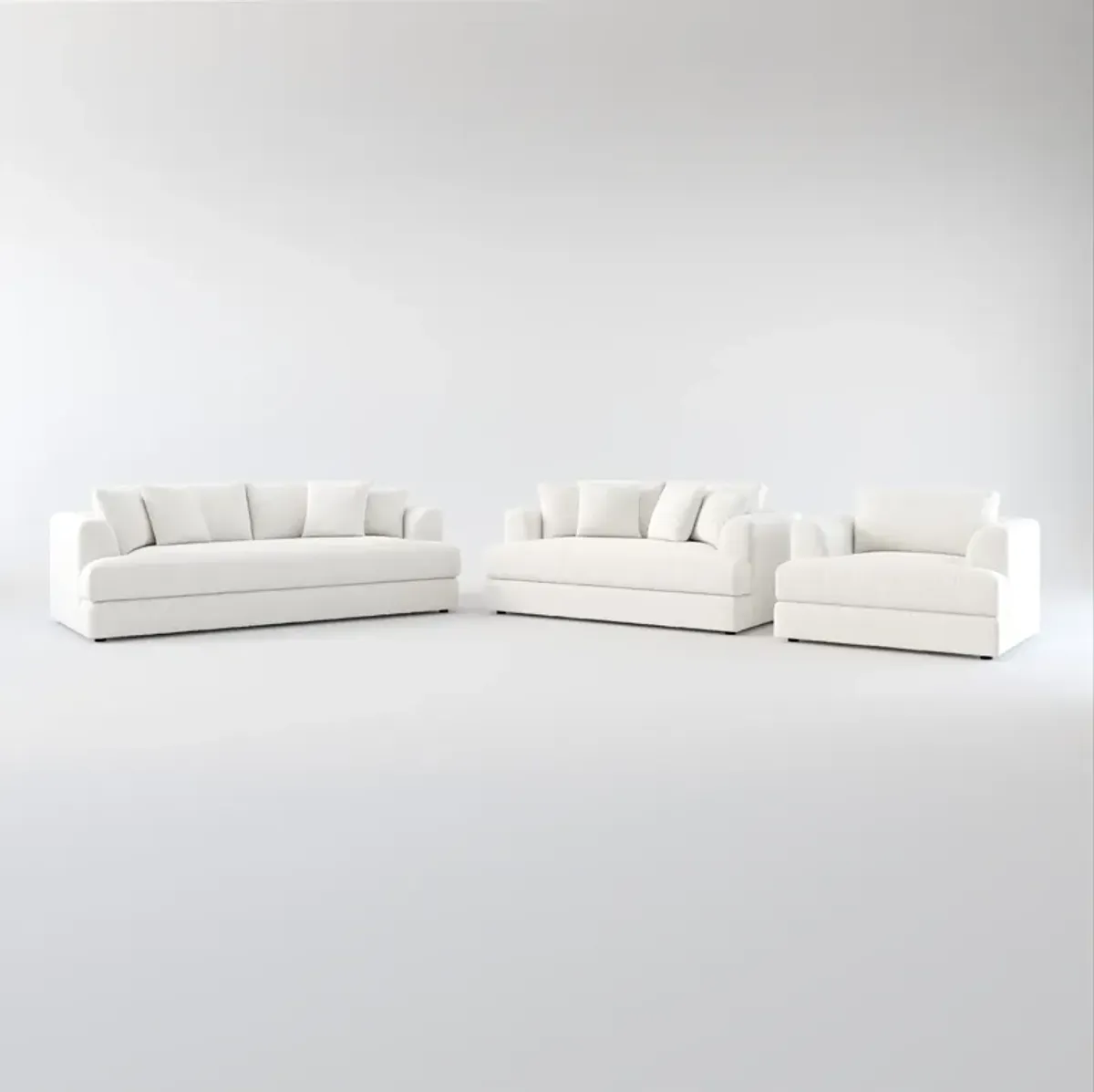 Ridley Hybrid Comfort Sofa, Loveseat, and Chair Set - Bloke Snow