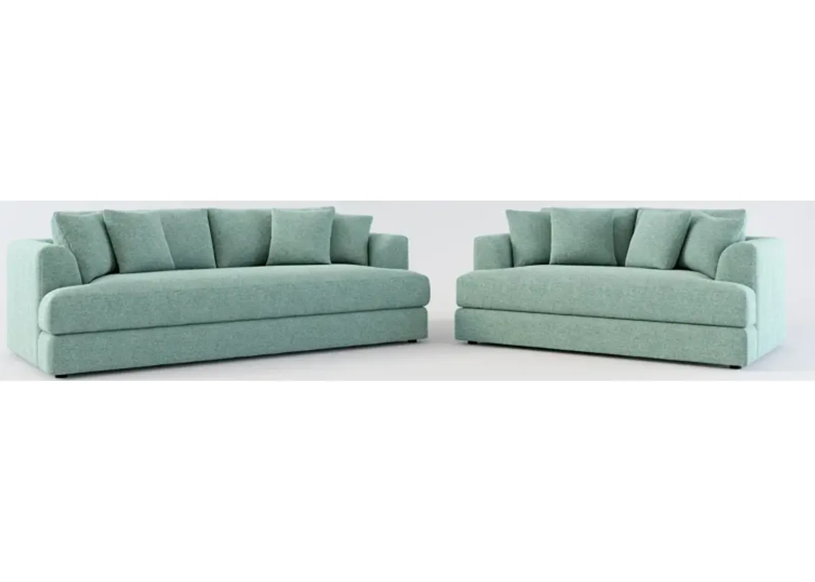 Ridley Foam Comfort Sofa and Loveseat Set - Bridger Jade