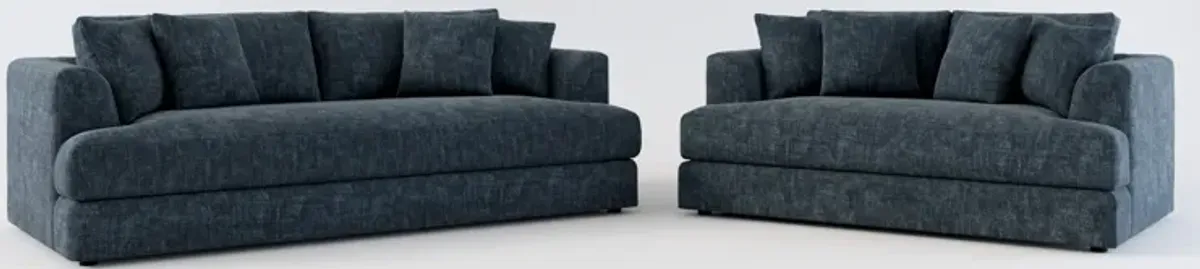 Ridley Foam Comfort Sofa and Loveseat Set - Argo Navy