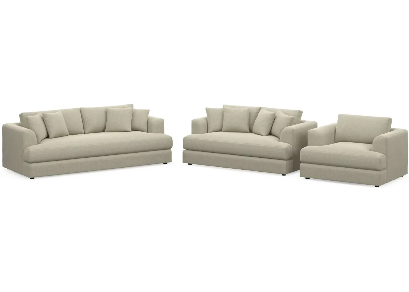 Ridley Foam Comfort Sofa, Loveseat, and Chair Set - Broderick Charcoal