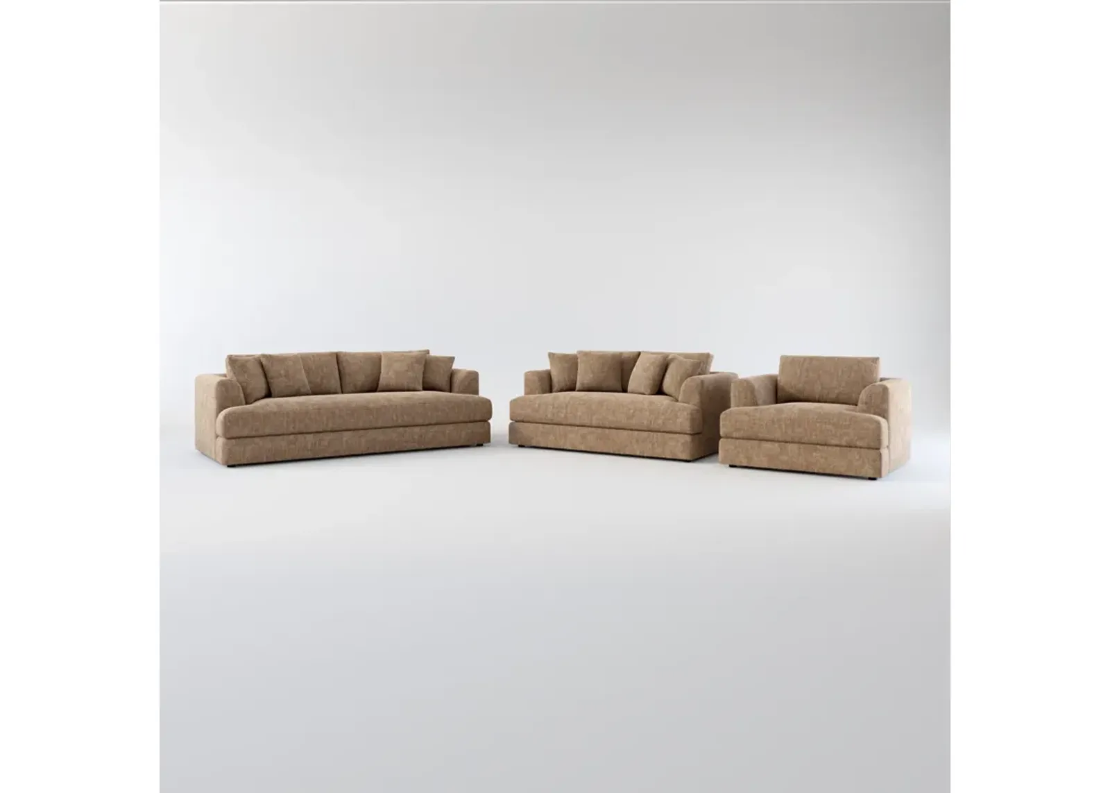 Ridley Foam Comfort Sofa, Loveseat, and Chair Set - Argo Java