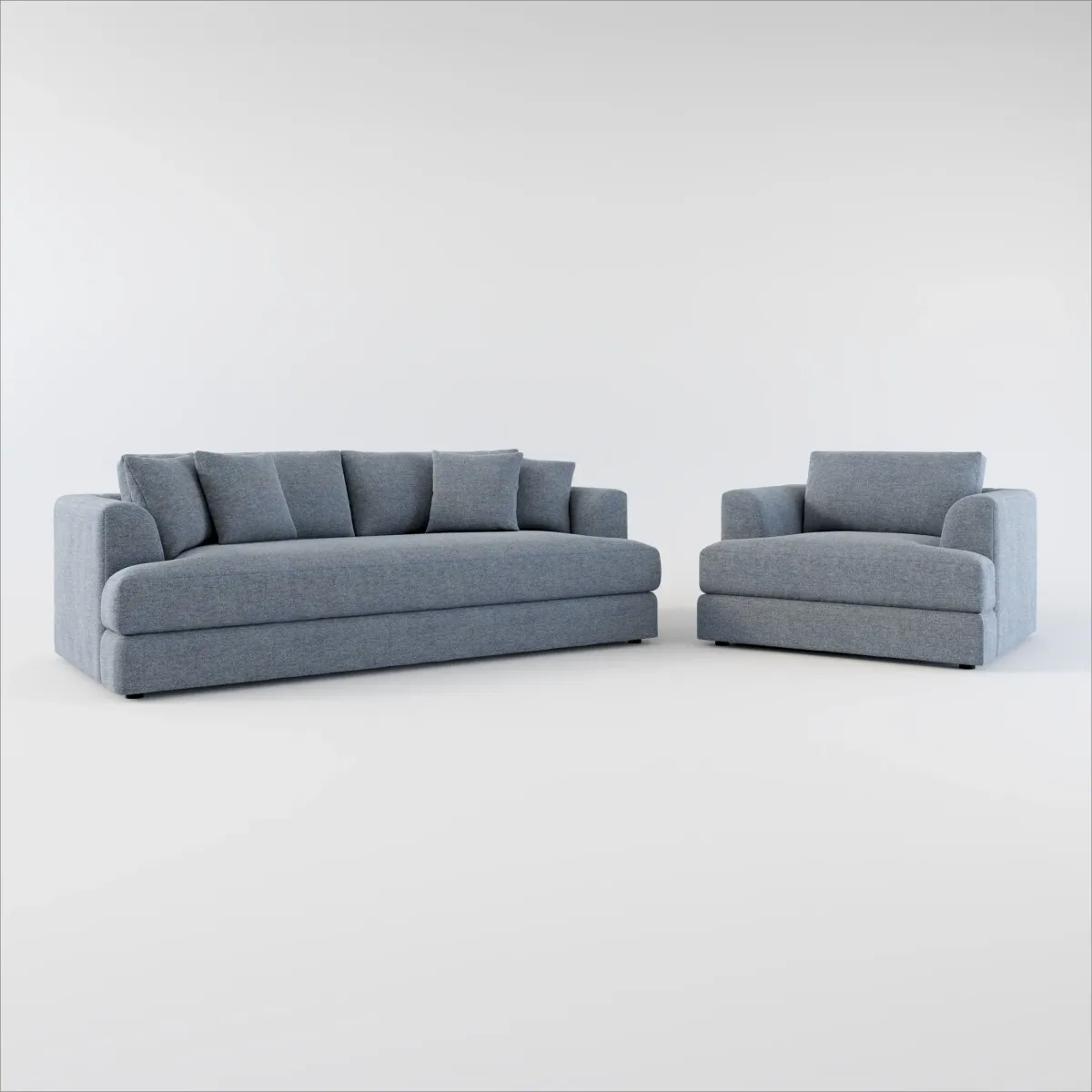 Ridley Hybrid Comfort Sofa and Chair Set - Bridger Navy