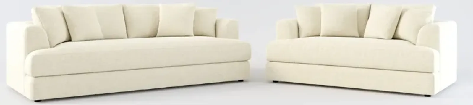 Ridley Hybrid Comfort Sofa and Loveseat Set - Bridger Shell