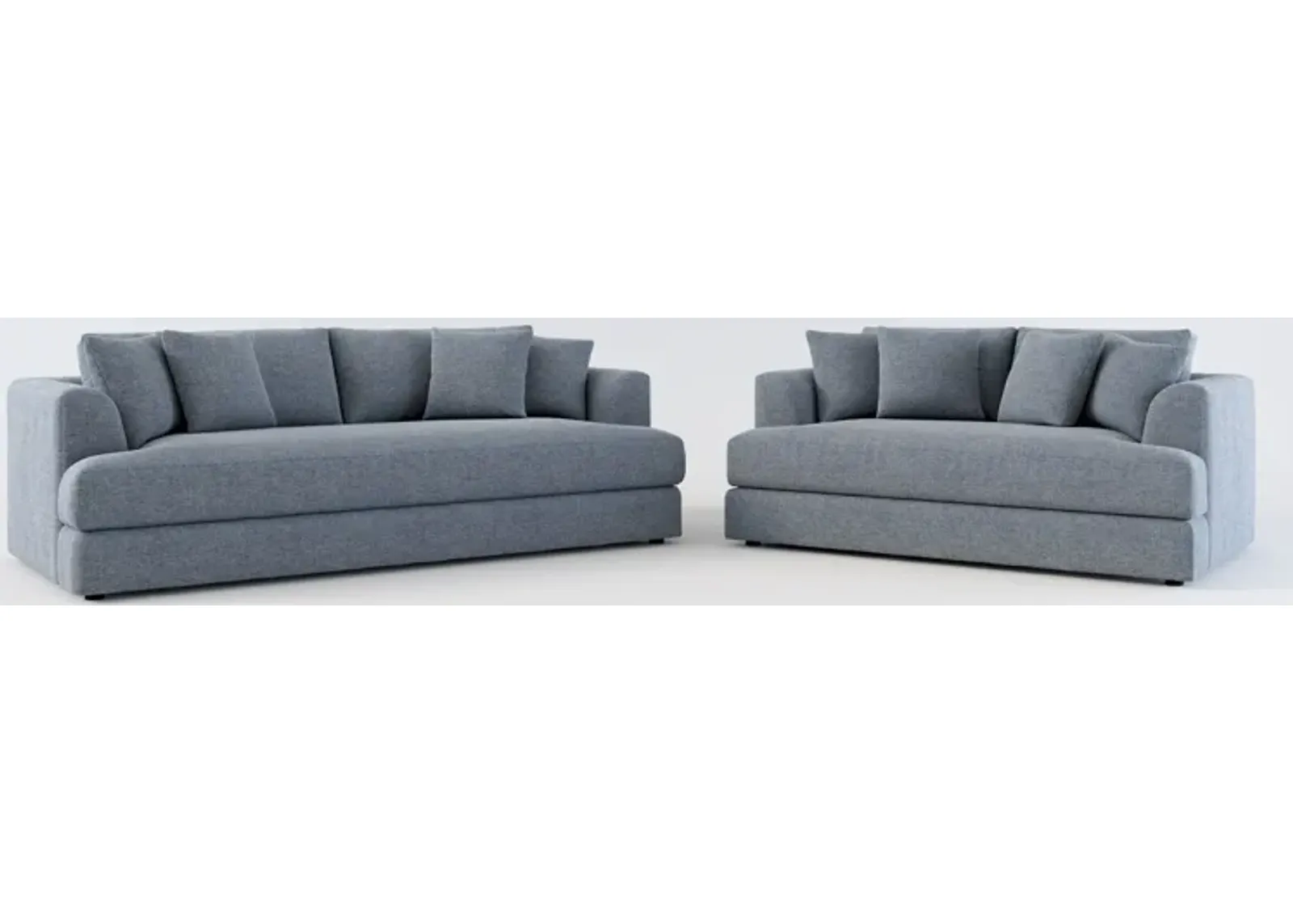 Ridley Hybrid Comfort Sofa and Loveseat Set - Bridger Navy