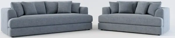 Ridley Hybrid Comfort Sofa and Loveseat Set - Bridger Navy