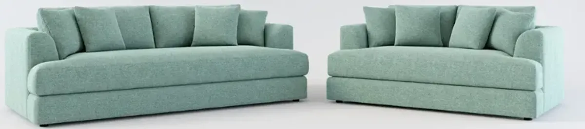 Ridley Hybrid Comfort Sofa and Loveseat Set - Bridger Jade