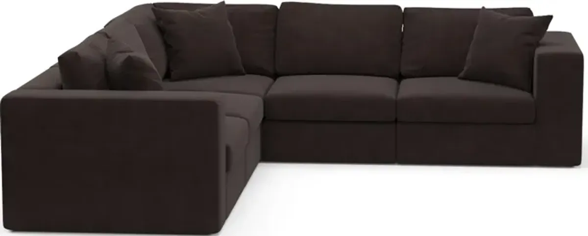 Collin Hybrid Comfort 5-Piece Sectional - Merrimac Dark Brown