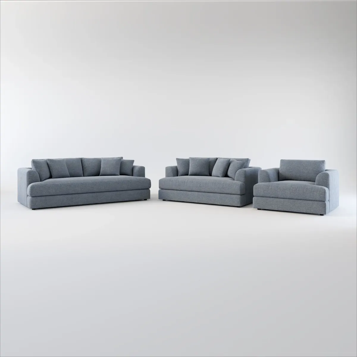 Ridley Hybrid Comfort Sofa, Loveseat, and Chair Set - Bridger Navy