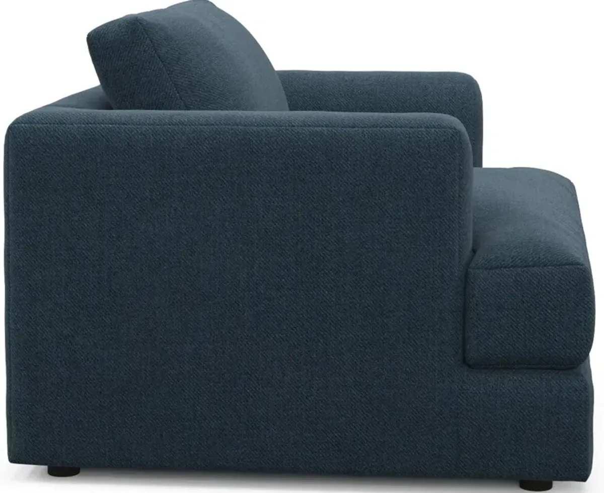 Ridley Foam Comfort Sofa, Loveseat, Chair, and Ottoman Set - Broderick Indigo