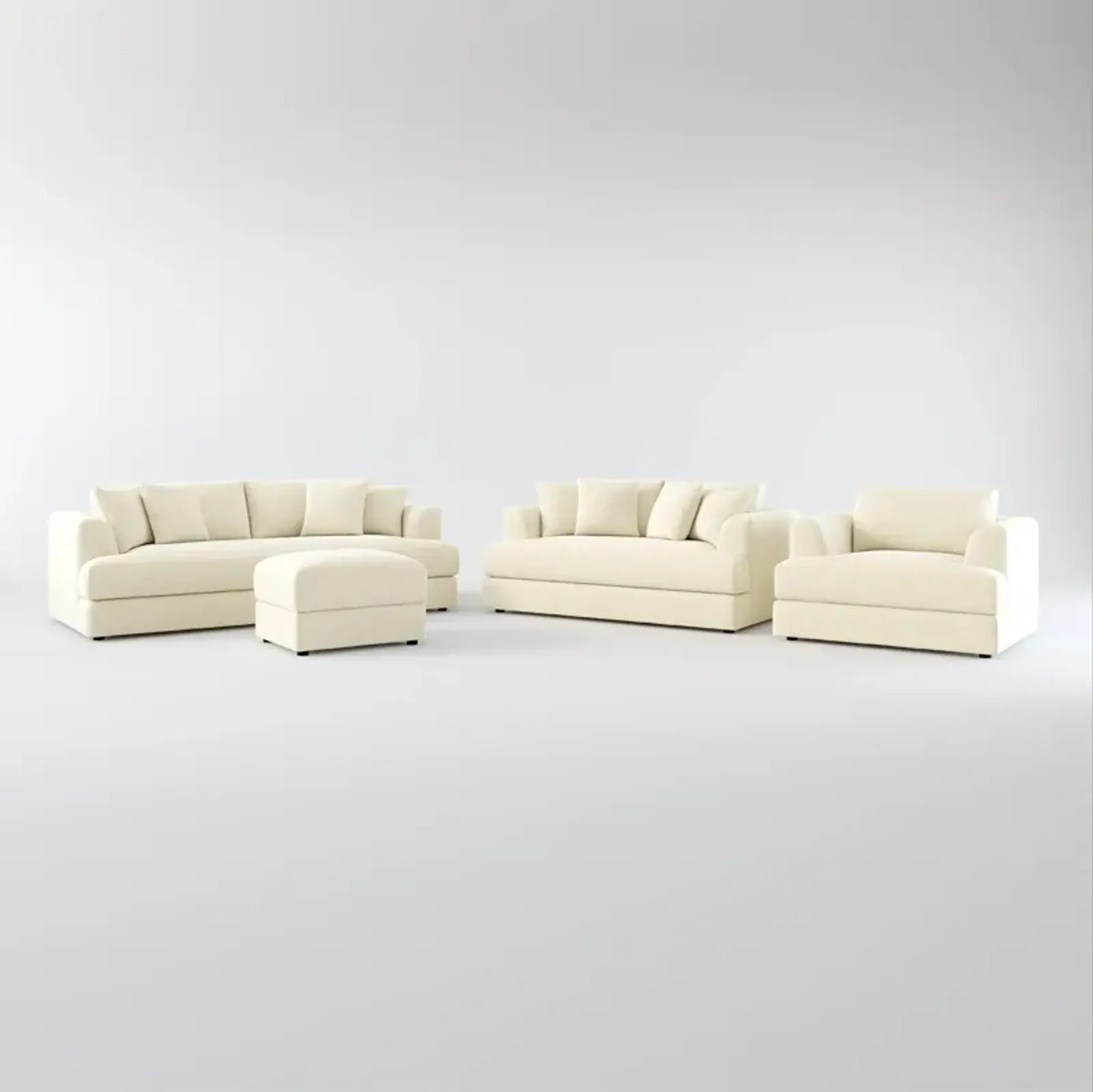 Ridley Foam Comfort Sofa, Loveseat, Chair, and Ottoman Set - Bridger Shell