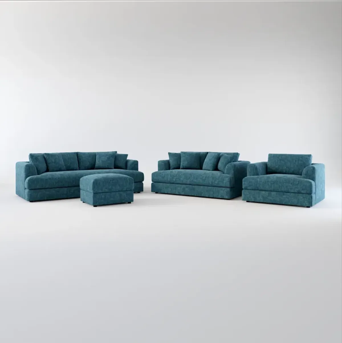 Ridley Foam Comfort Sofa, Loveseat, Chair, and Ottoman Set - Argo Tropic