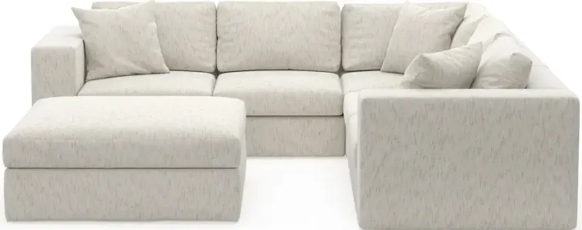 Collin Foam Comfort 5-Piece Sectional and Ottoman - P.T. Cream