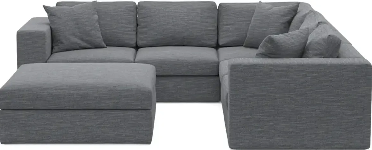 Collin Foam Comfort 5-Piece Sectional and Ottoman - Dudley Indigo