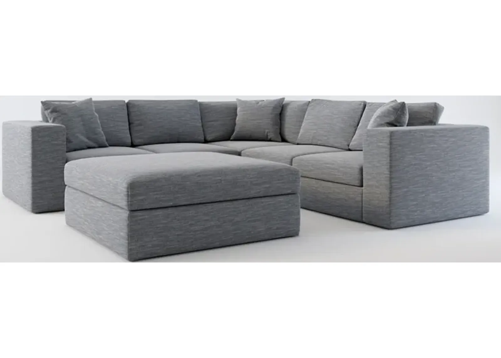 Collin Foam Comfort 5-Piece Sectional and Ottoman - Dudley Indigo