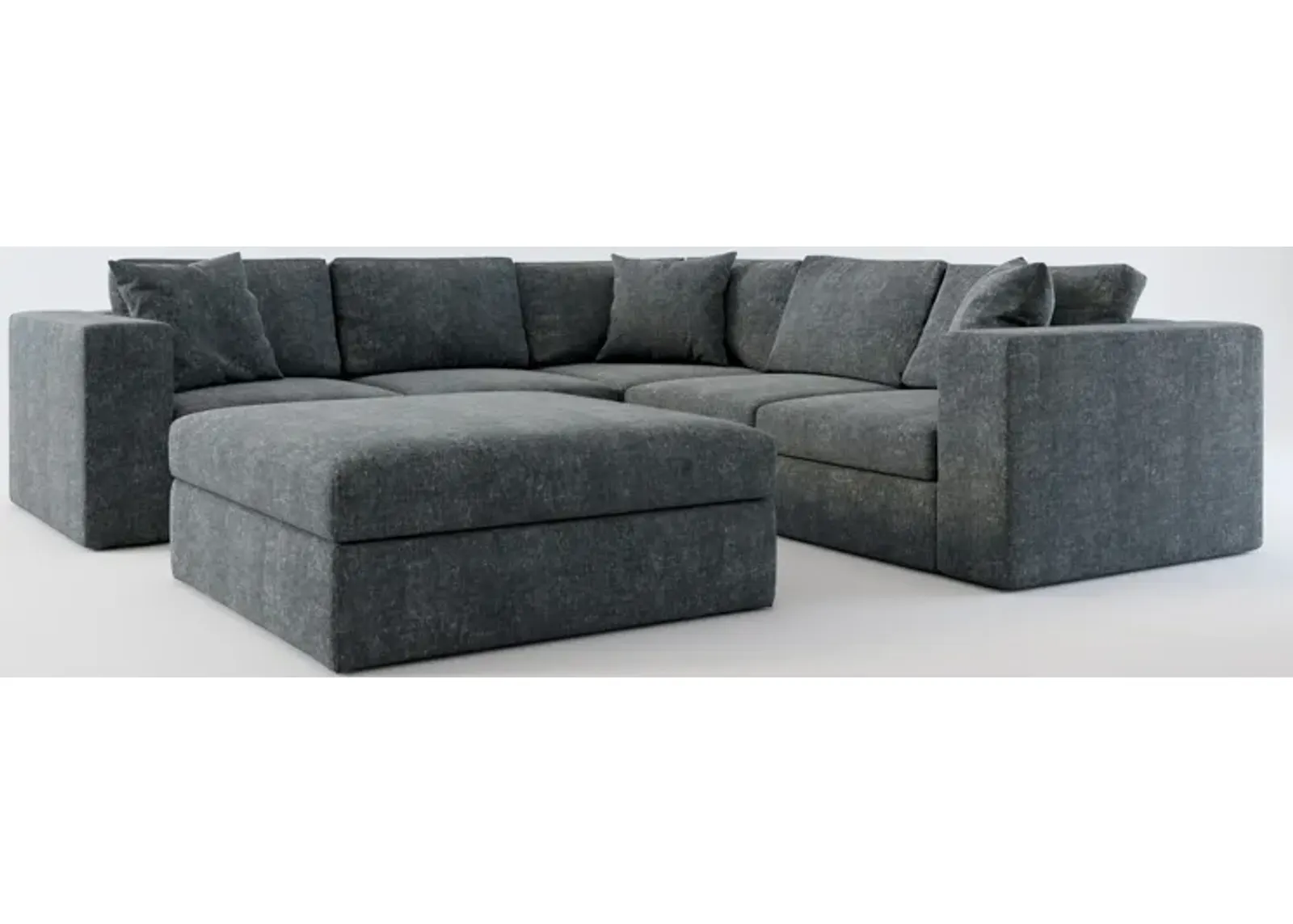 Collin Hybrid Comfort 5-Piece Sectional and Ottoman - Contessa Shadow