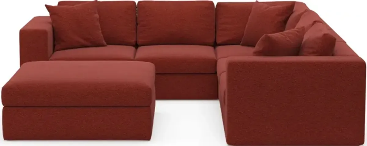 Collin Hybrid Comfort 5-Piece Sectional and Ottoman - Bloke Brick