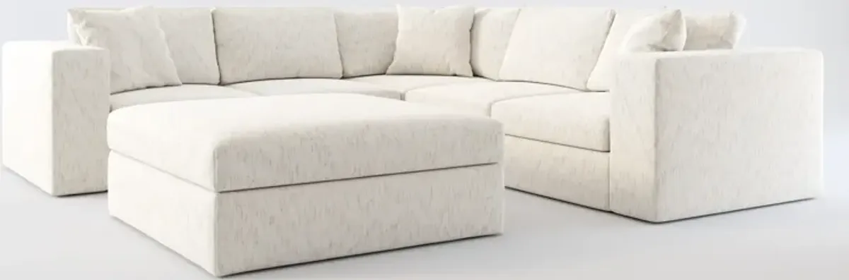 Collin Hybrid Comfort 5-Piece Sectional and Ottoman - P.T. Cream