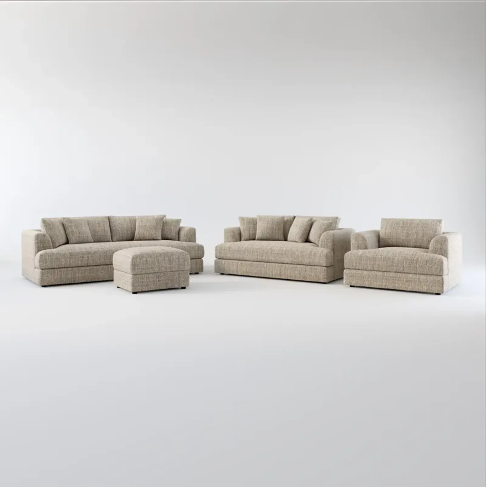 Ridley Hybrid Comfort Sofa, Loveseat, Chair, and Ottoman Set - Mason Flint