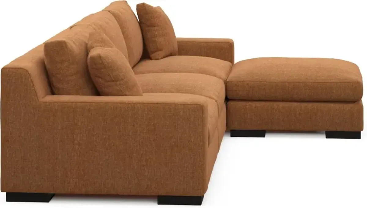 Bondi Foam Comfort 3-Piece Sofa and Ottoman - Contessa Ginger