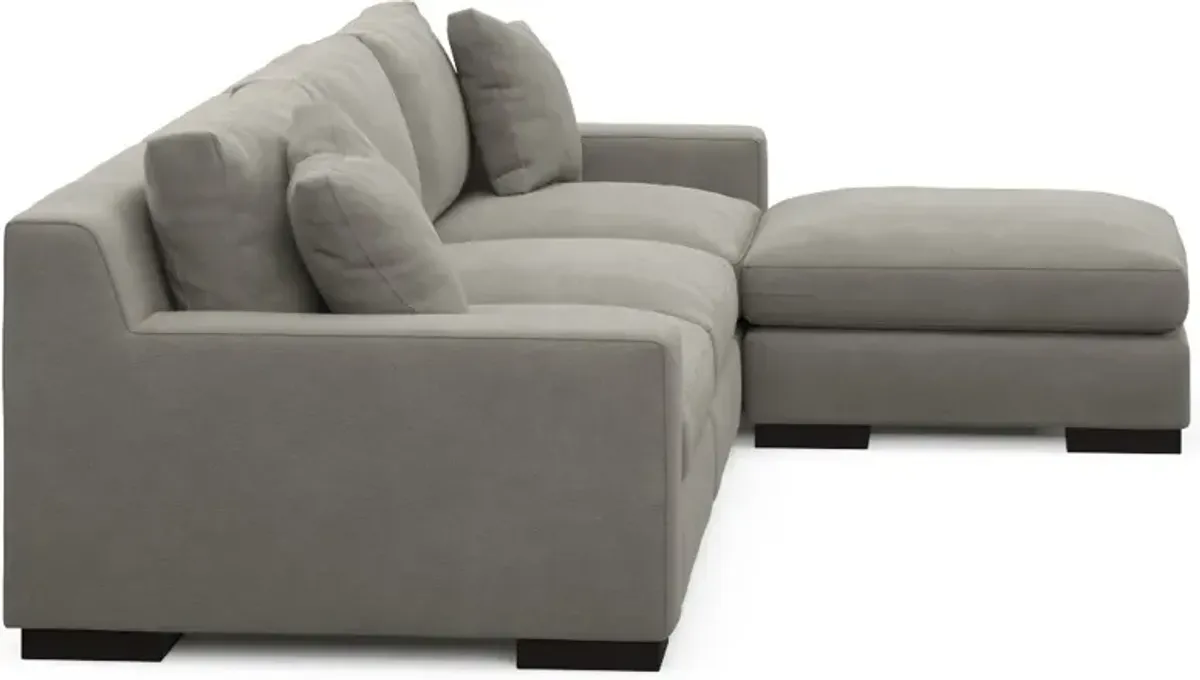 Bondi Foam Comfort 3-Piece Sofa and Ottoman - Abington Fog