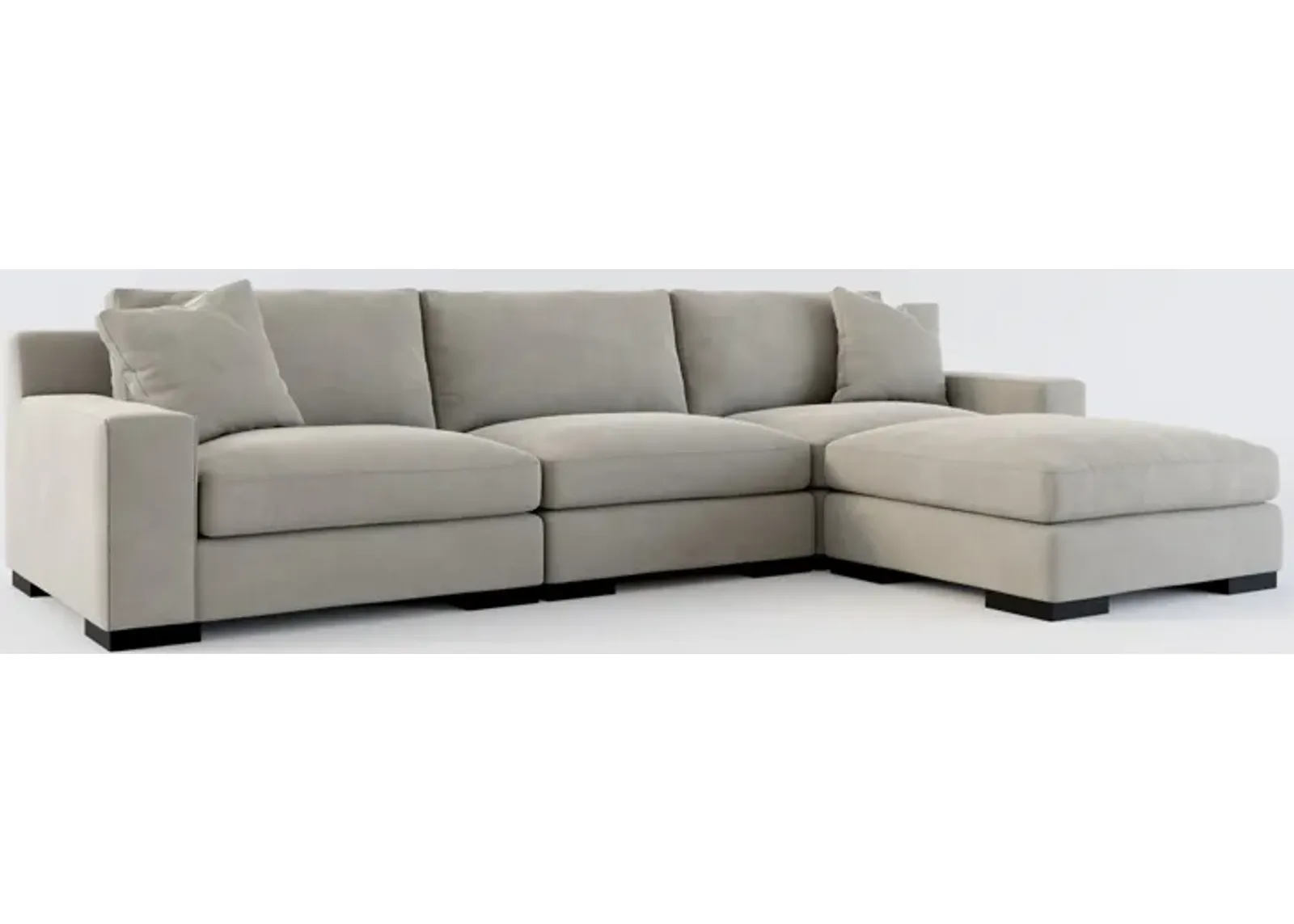 Bondi Foam Comfort 3-Piece Sofa and Ottoman - Abington Fog