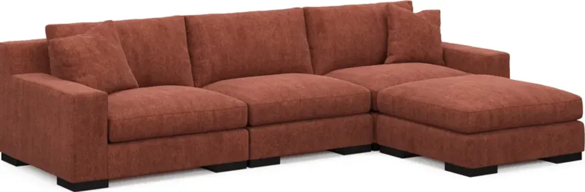 Bondi Foam Comfort 3-Piece Sofa and Ottoman - Contessa Paprika